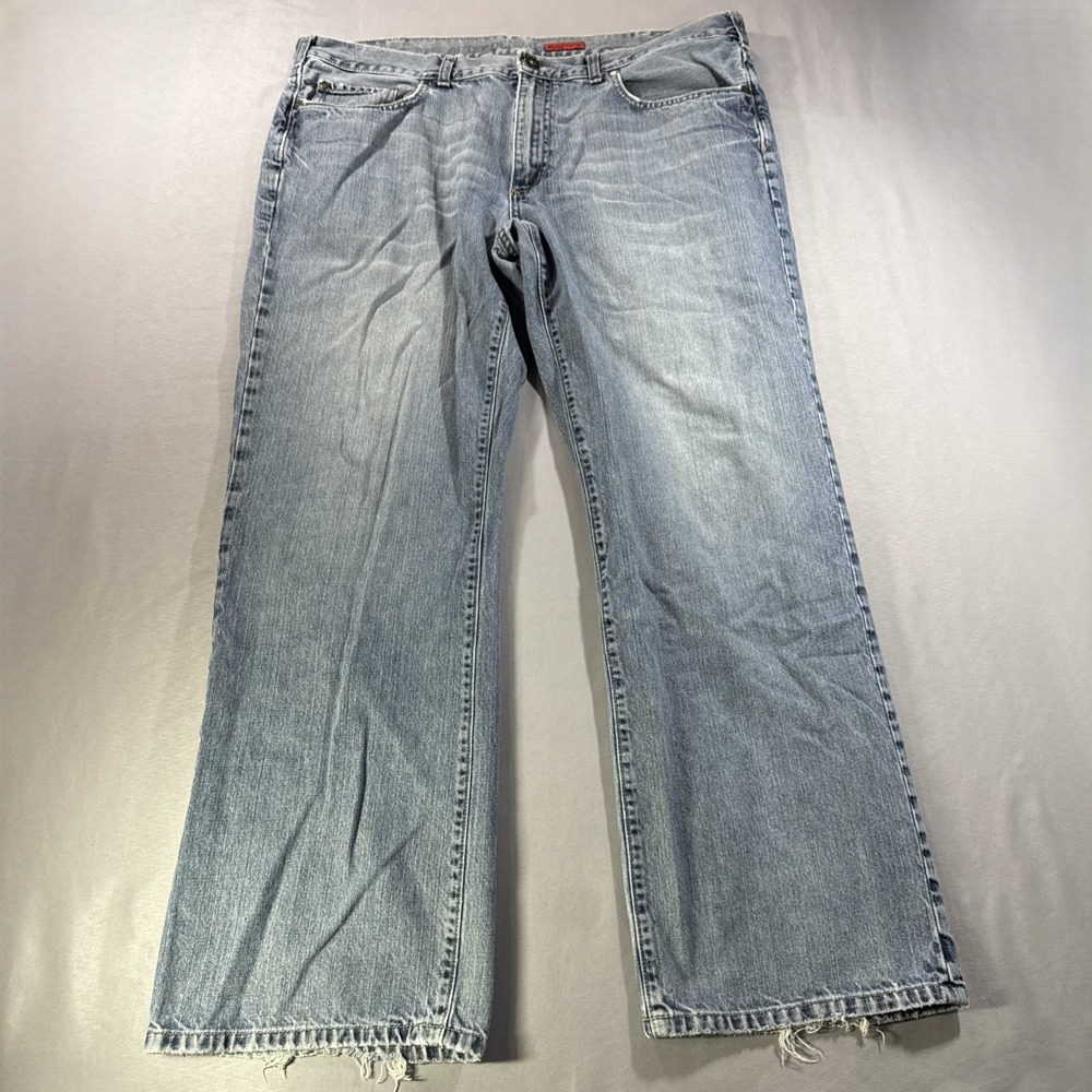 Apt 9 Mens Straight Fit Jeans 40x32 Light Wash Distressed Blue Denim Broken In